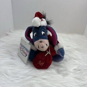 Disney Store Eeyore Plush Winnie The Pooh Santa Eeyore 8" Mini Bean Bag Holiday